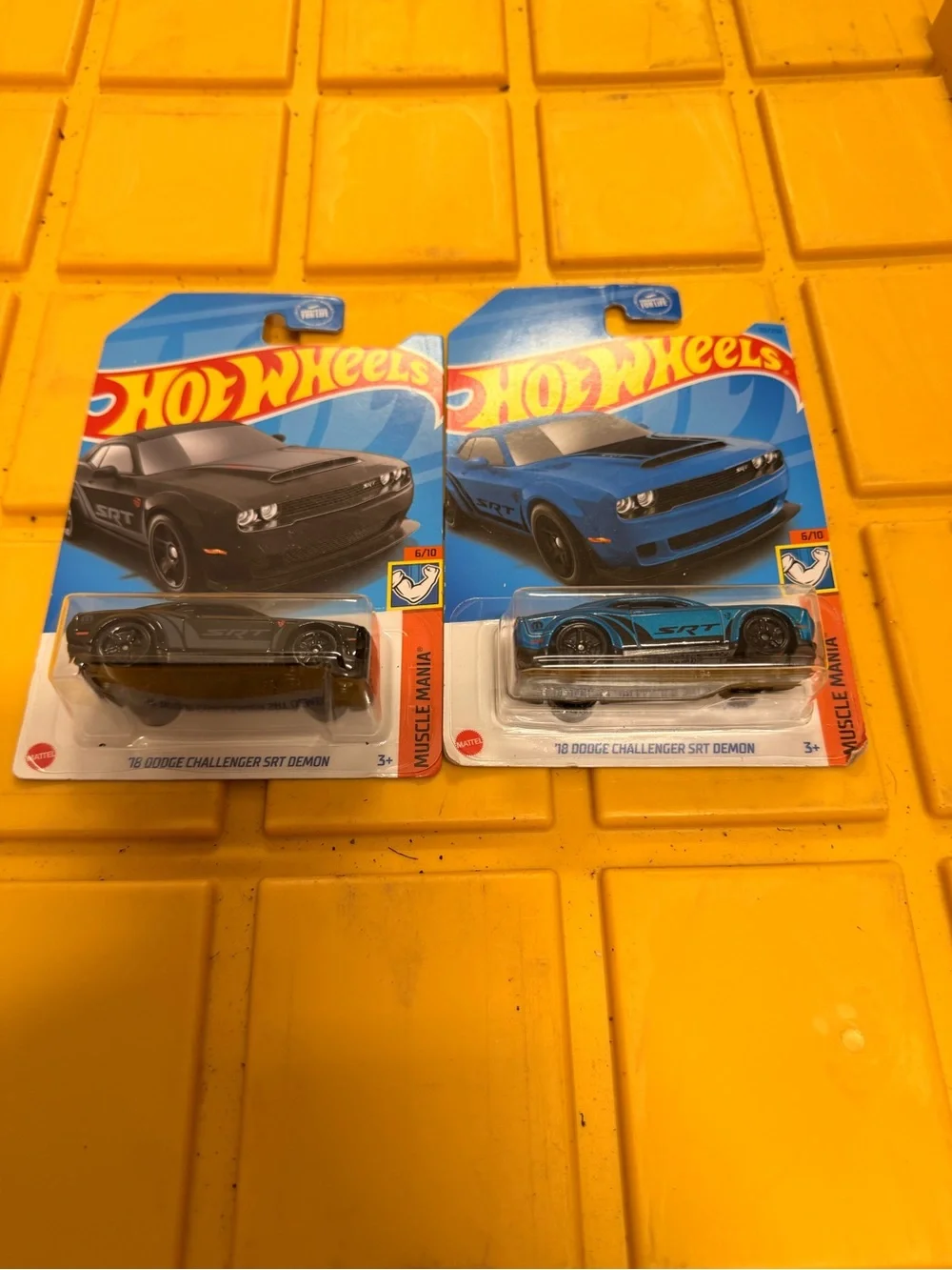 Hot Wheels 2-Pack '18 Dodge Challenger SRT Demon Toy Cars - Black & Blue